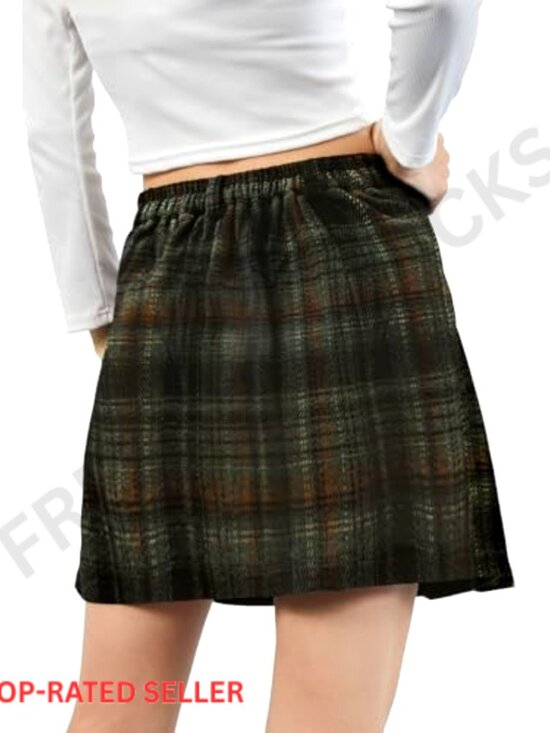 Pleated Mini Skirt High Waist Elastic Vintage Style with Pockets Y2K Chic - Picture 4 of 5